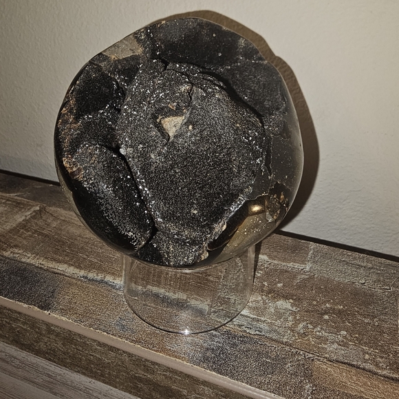 3.9" Septarian Polished Geode Sphere- Madagascar! - Picture 5 of 13